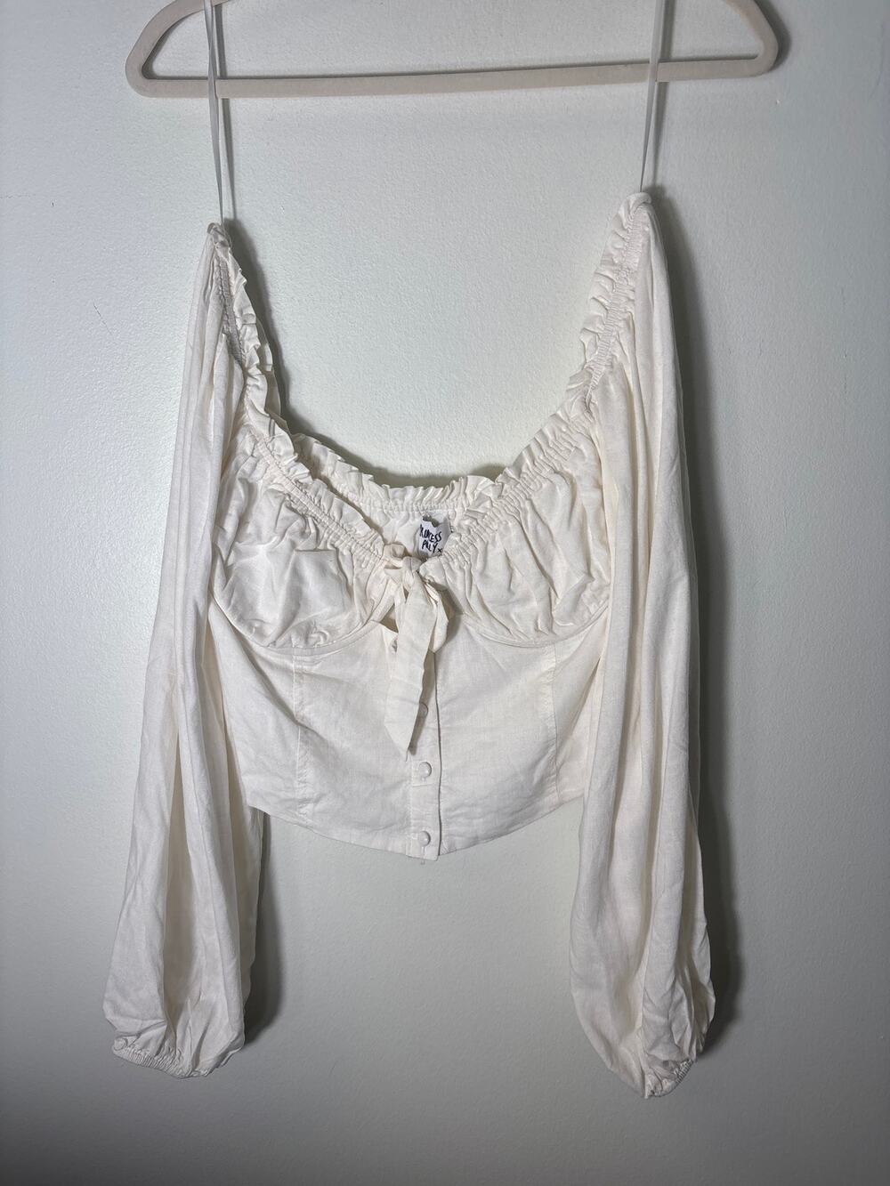 Princess Polly Long Sleeve Off the Shoulder Cropped Top with Underwire Sz 8